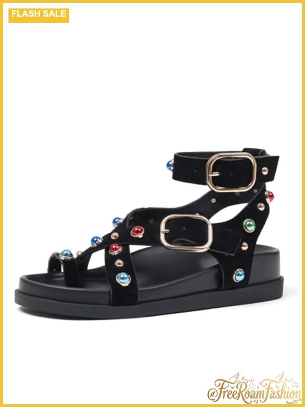 Women Platform Sandals Ankle Strap Bohemian Flats Summer Shoes